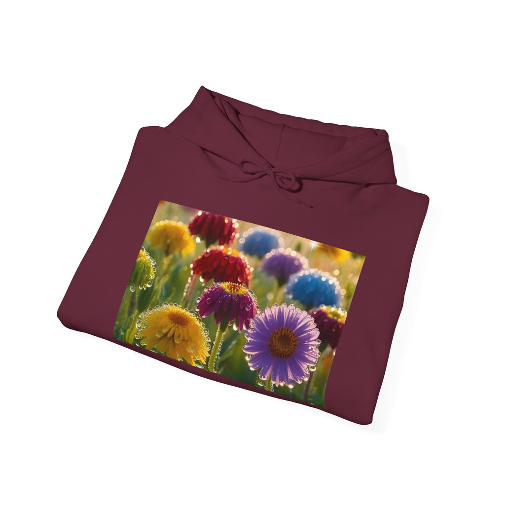 Colorful Paper Daisy Field Hoodie — Vibrant Flower Photo Sweatshirt