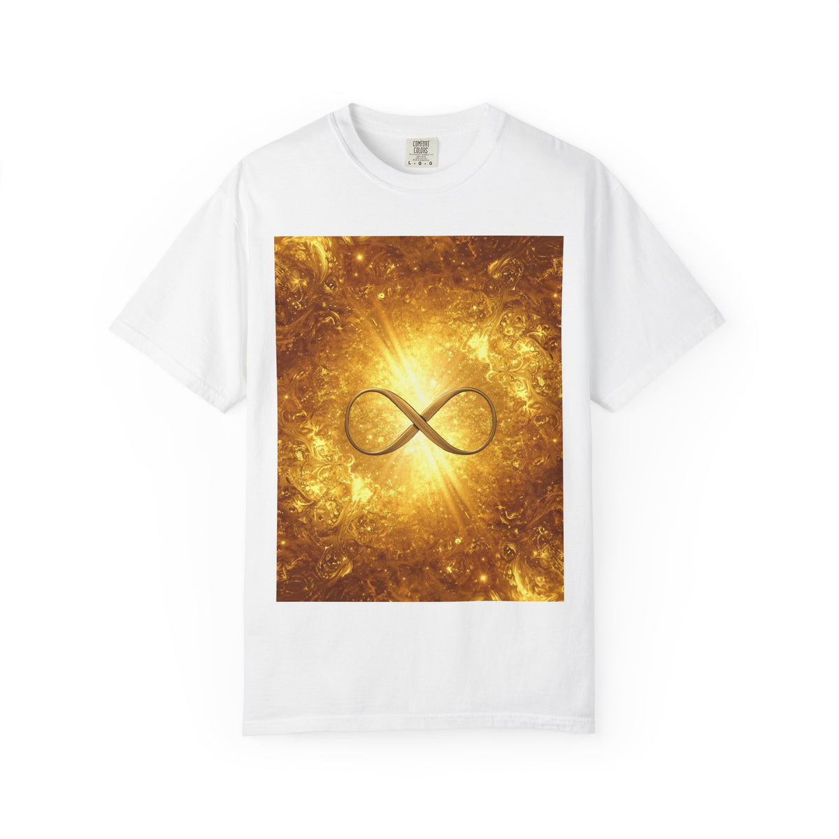 Infinity Symbol T-Shirt — Golden Cosmic Energy Graphic Tee