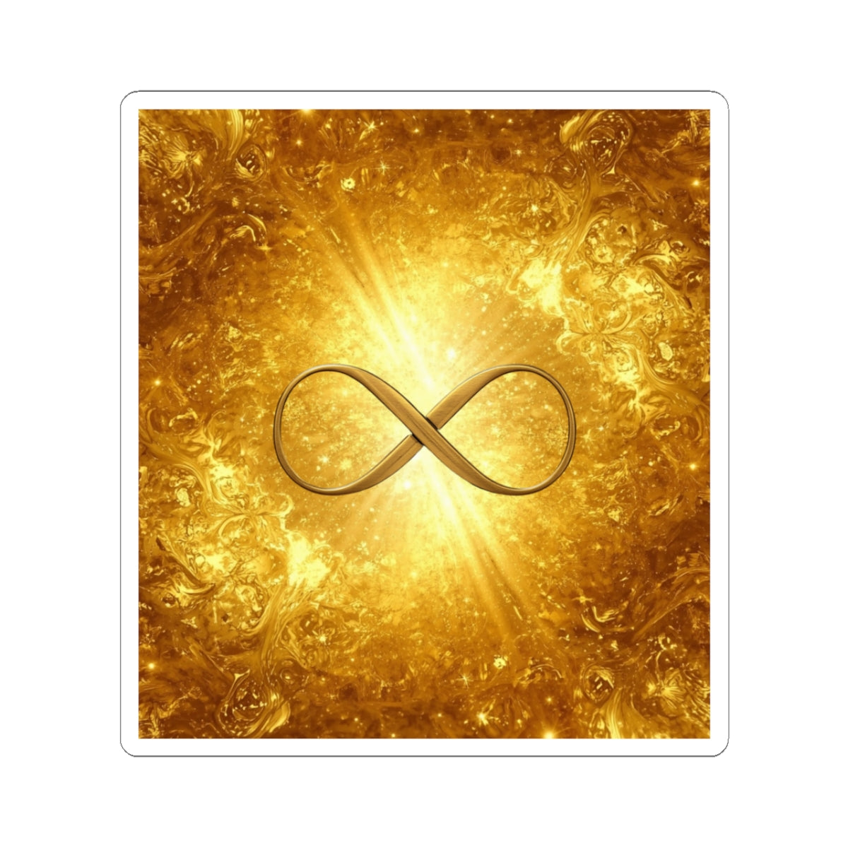 Infinity Symbol Gold Sticker — Shimmering Spiritual & Inspirational Kiss-Cut Decal