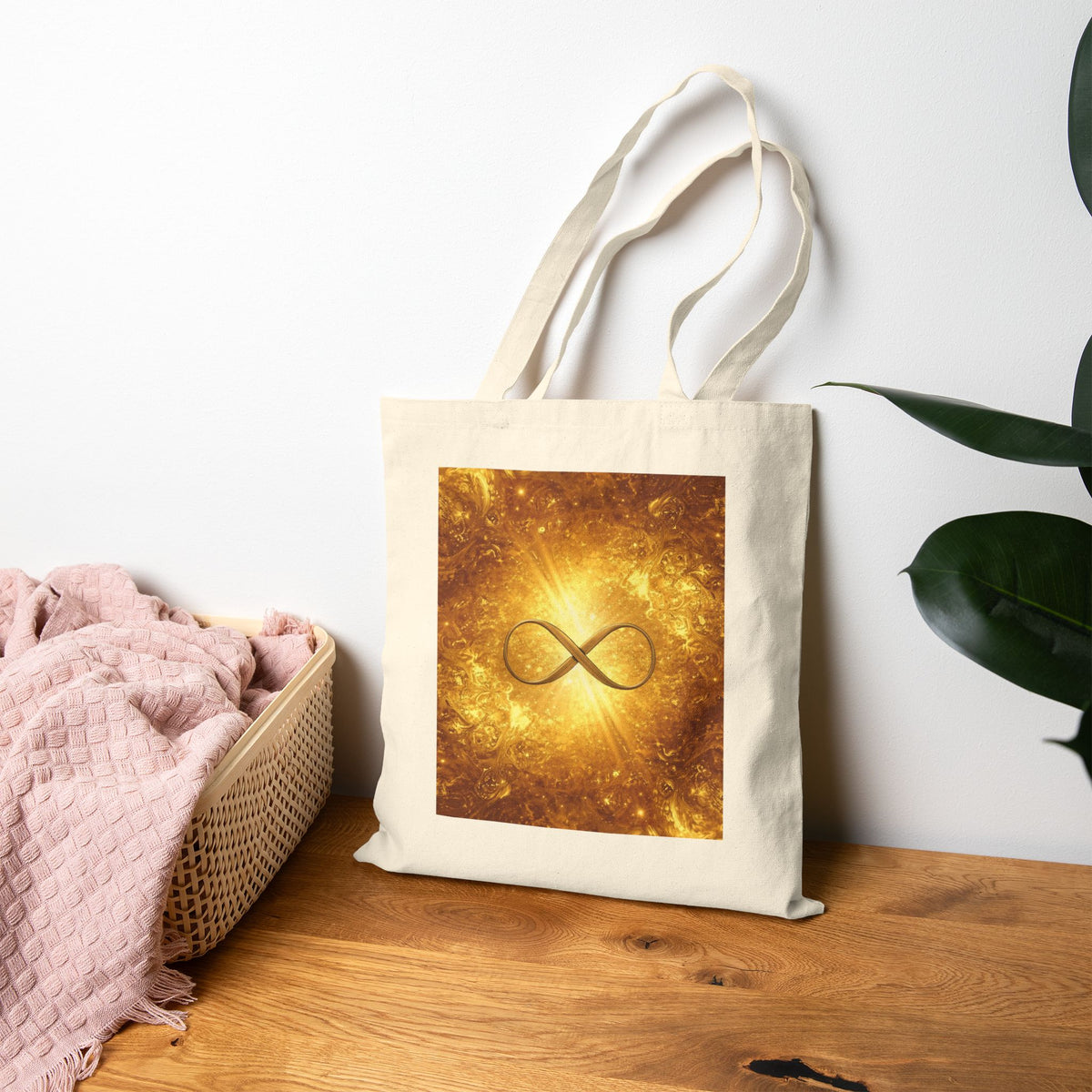 Infinity Symbol Cosmic Canvas Tote — Spiritual Galaxy Cotton Bag