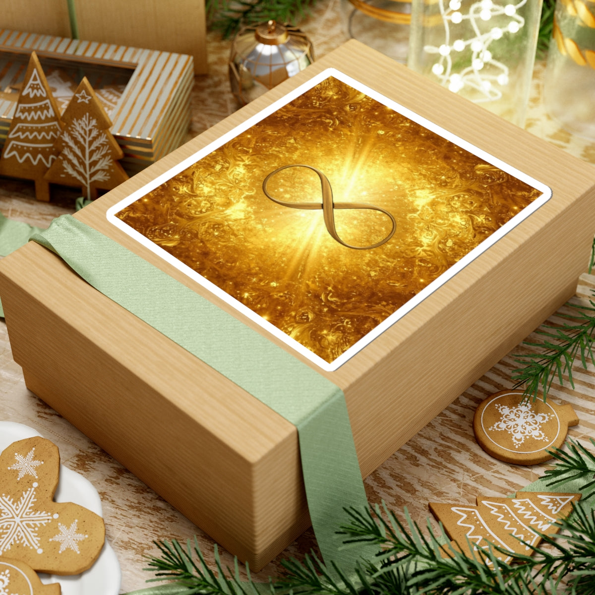 Infinity Symbol Gold Sticker — Shimmering Spiritual & Inspirational Kiss-Cut Decal