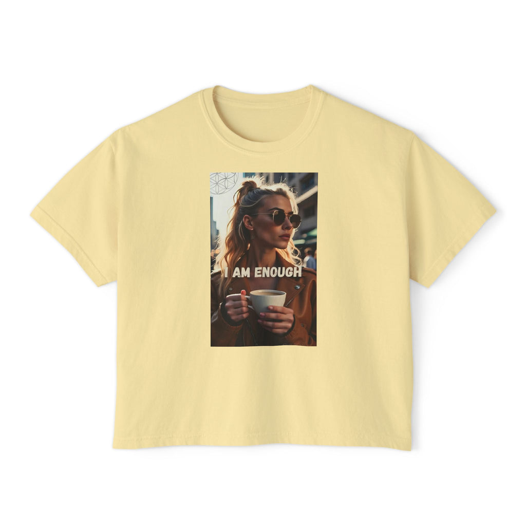I Am Enough Boxy Tee — Women’s Empowerment Graphic T‑Shirt