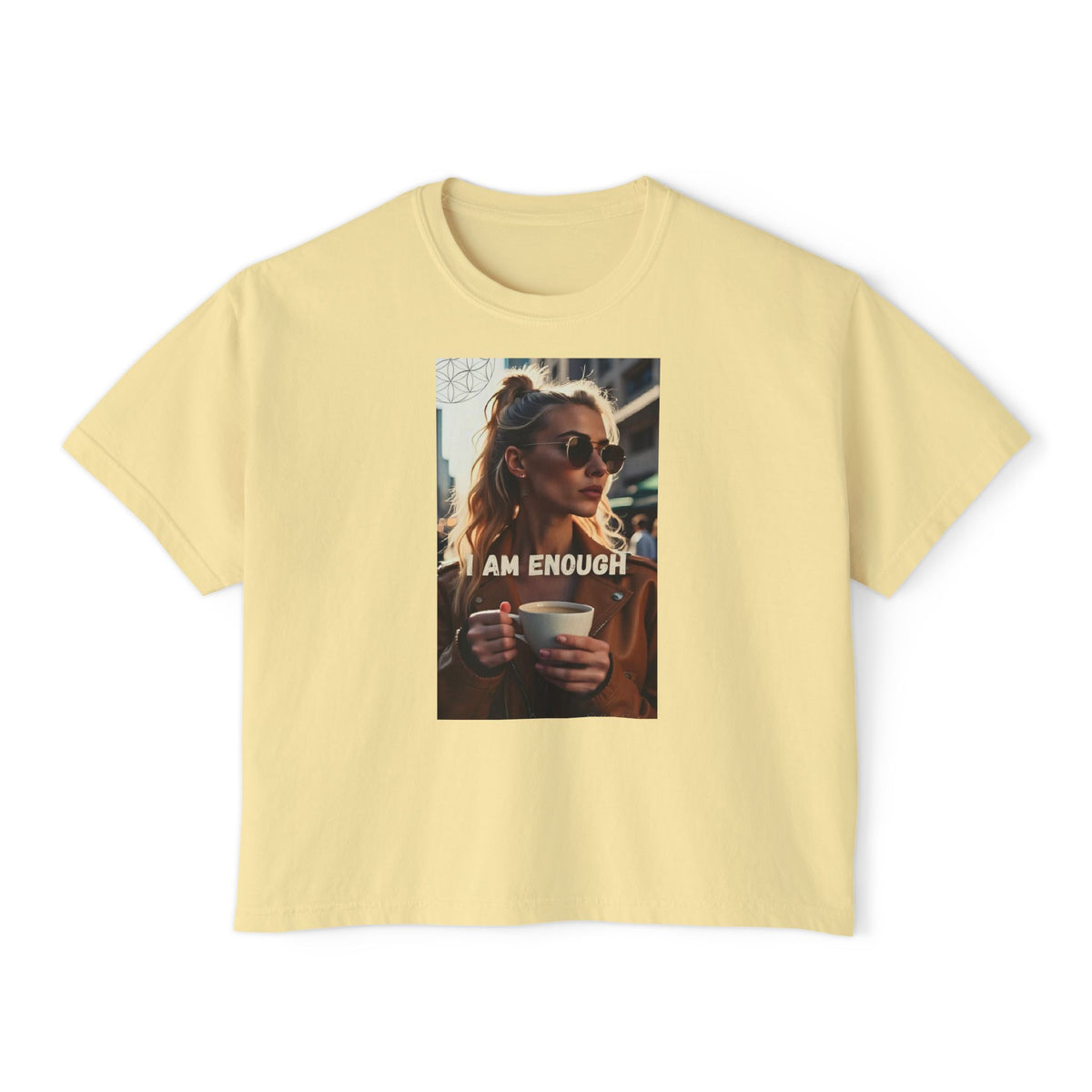 I Am Enough Boxy Tee — Women’s Empowerment Graphic T‑Shirt