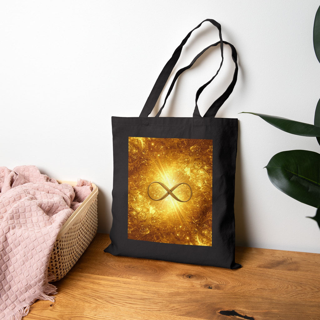 Infinity Symbol Cosmic Canvas Tote — Spiritual Galaxy Cotton Bag