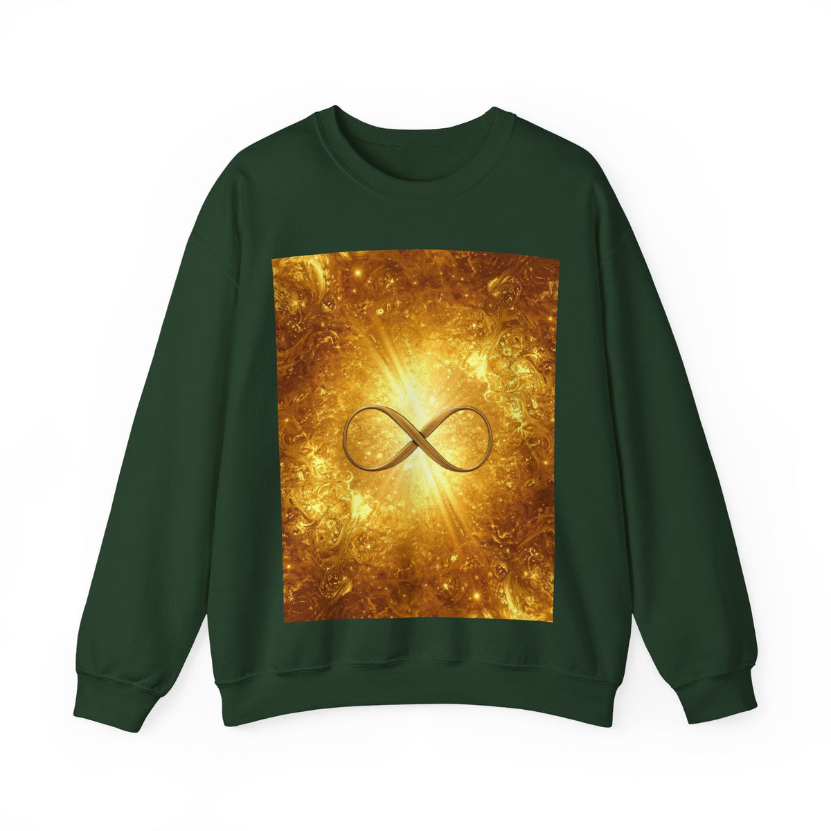 Infinity Symbol Crewneck Sweatshirt — Golden Cosmic Design
