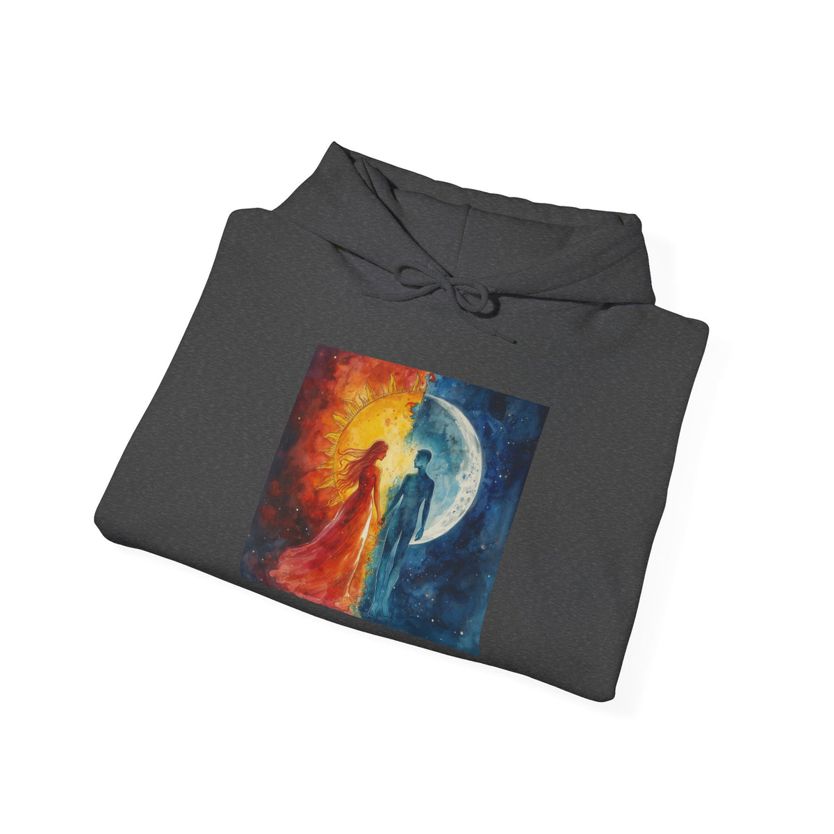 Yin Yang Sun & Moon Hoodie — Cosmic Balance Artistic Pullover