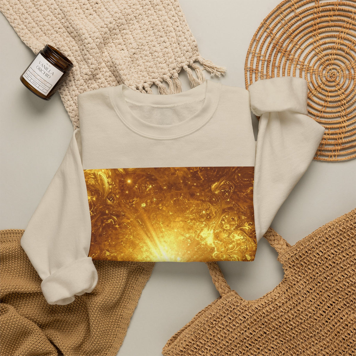 Infinity Symbol Crewneck Sweatshirt — Golden Cosmic Design