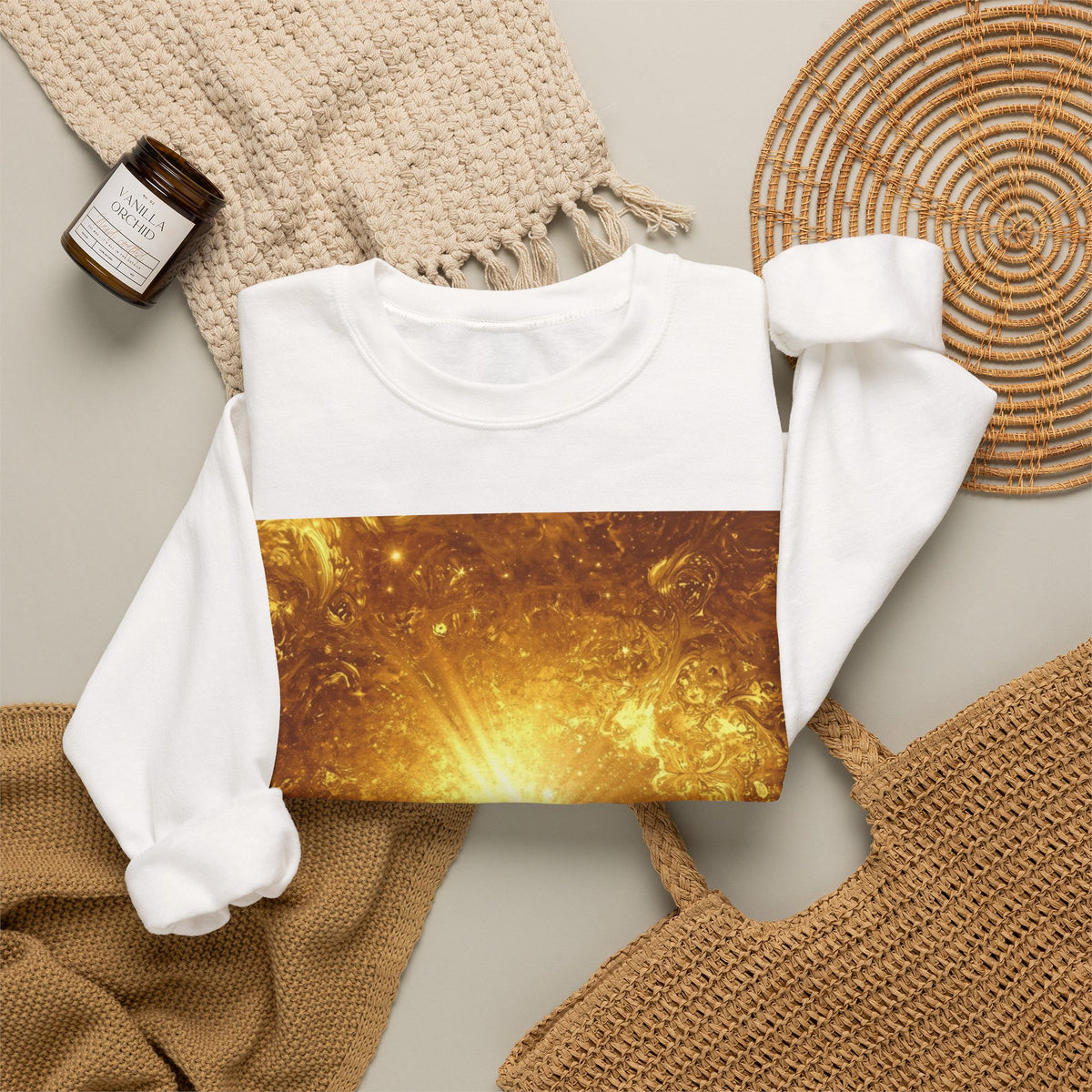 Infinity Symbol Crewneck Sweatshirt — Golden Cosmic Design