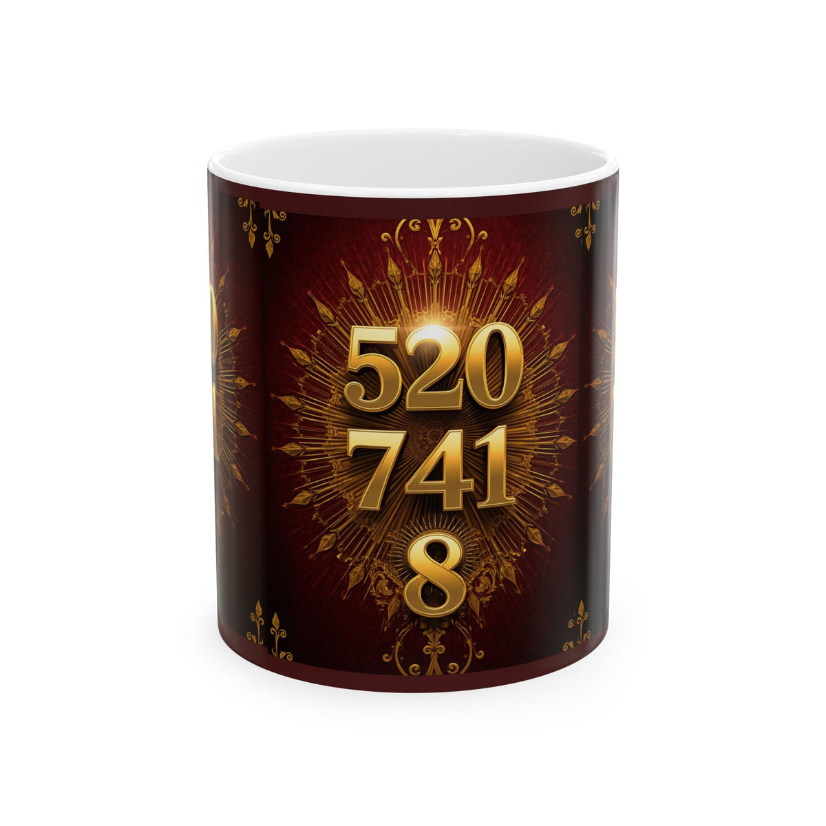 Numerology Coffee Mug - Gold 520 741 8 Spiritual Number Mug (11oz/15oz)