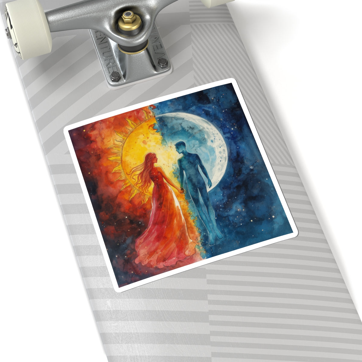 Sun and Moon Couple Kiss-Cut Sticker — Celestial Love Waterproof Decal