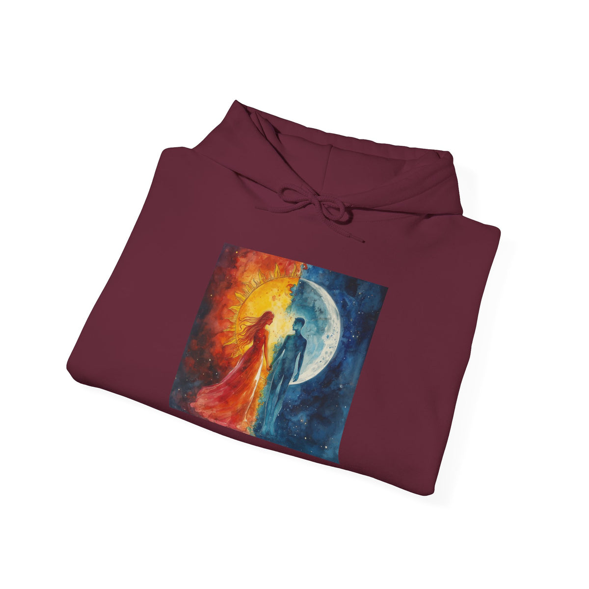 Yin Yang Sun & Moon Hoodie — Cosmic Balance Artistic Pullover