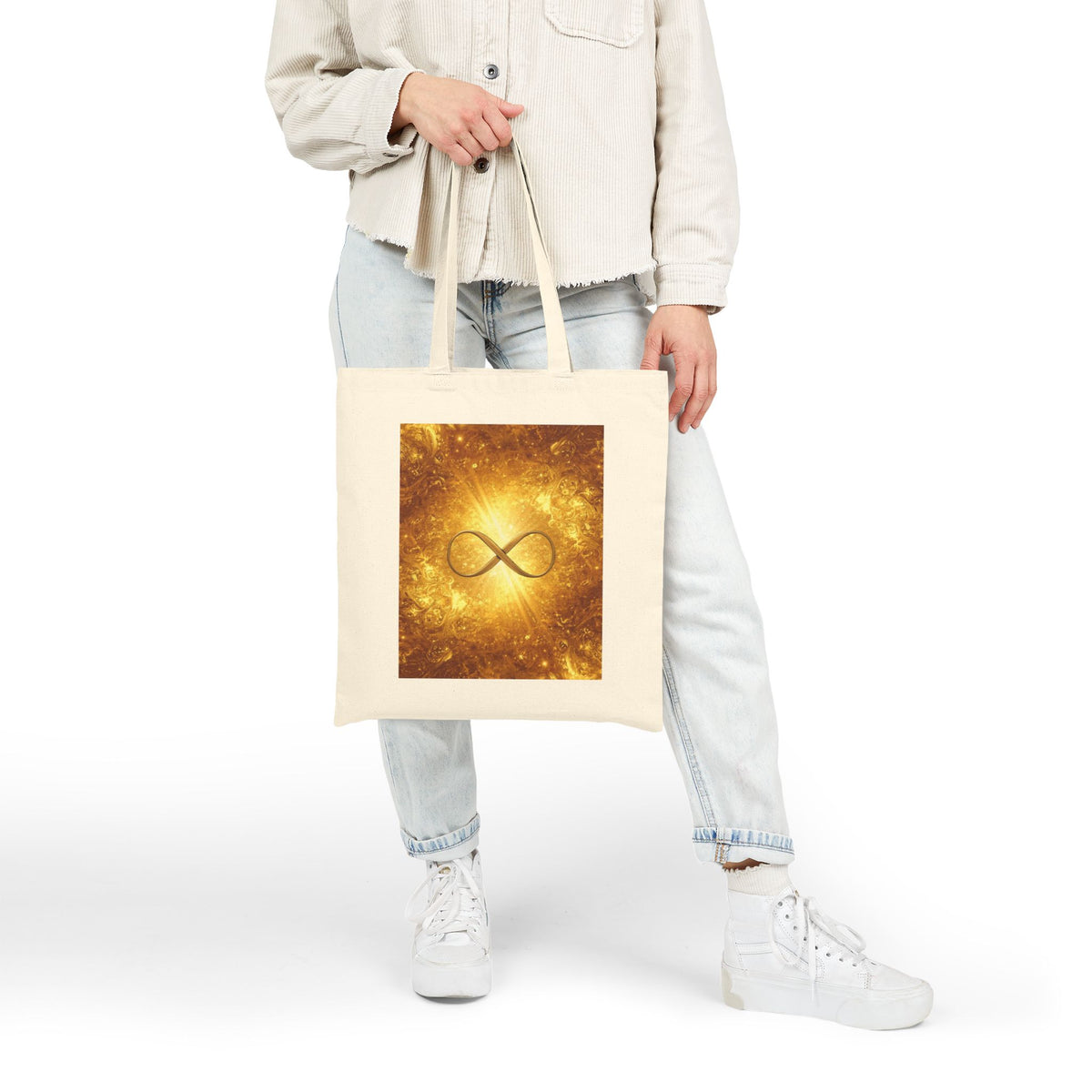 Infinity Symbol Cosmic Canvas Tote — Spiritual Galaxy Cotton Bag