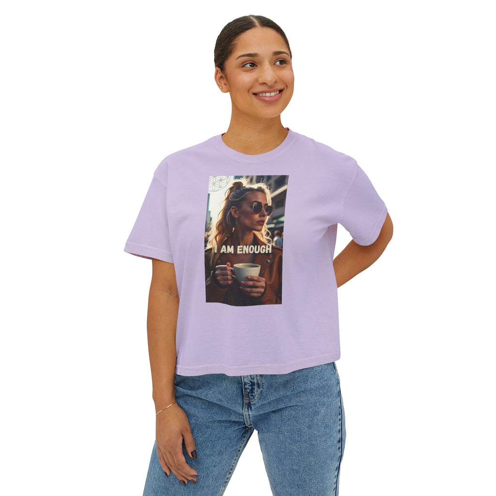 I Am Enough Boxy Tee — Women’s Empowerment Graphic T‑Shirt