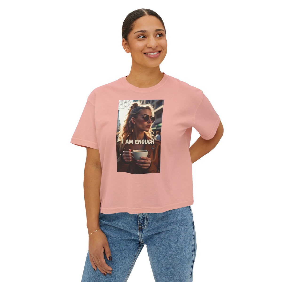 I Am Enough Boxy Tee — Women’s Empowerment Graphic T‑Shirt