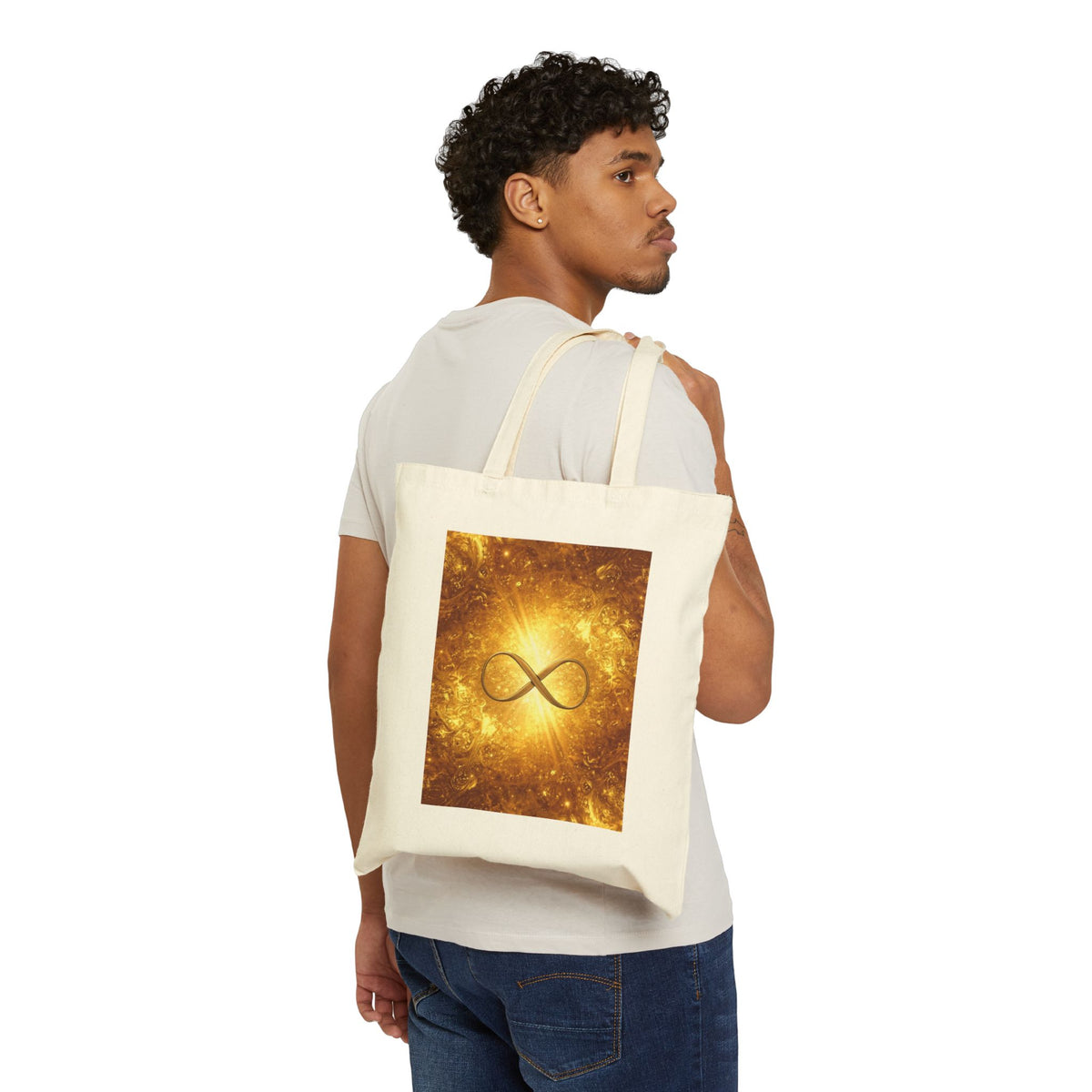 Infinity Symbol Cosmic Canvas Tote — Spiritual Galaxy Cotton Bag
