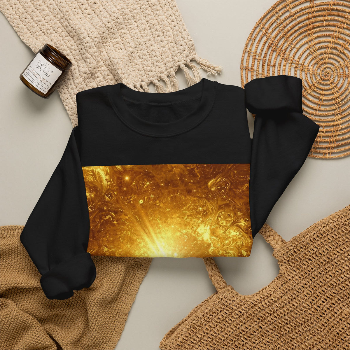 Infinity Symbol Crewneck Sweatshirt — Golden Cosmic Design