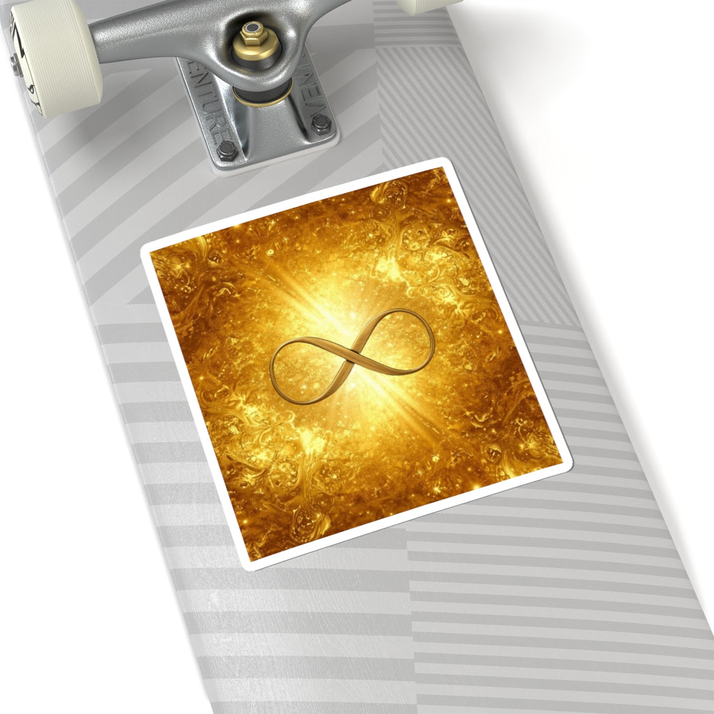 Infinity Symbol Gold Sticker — Shimmering Spiritual & Inspirational Kiss-Cut Decal