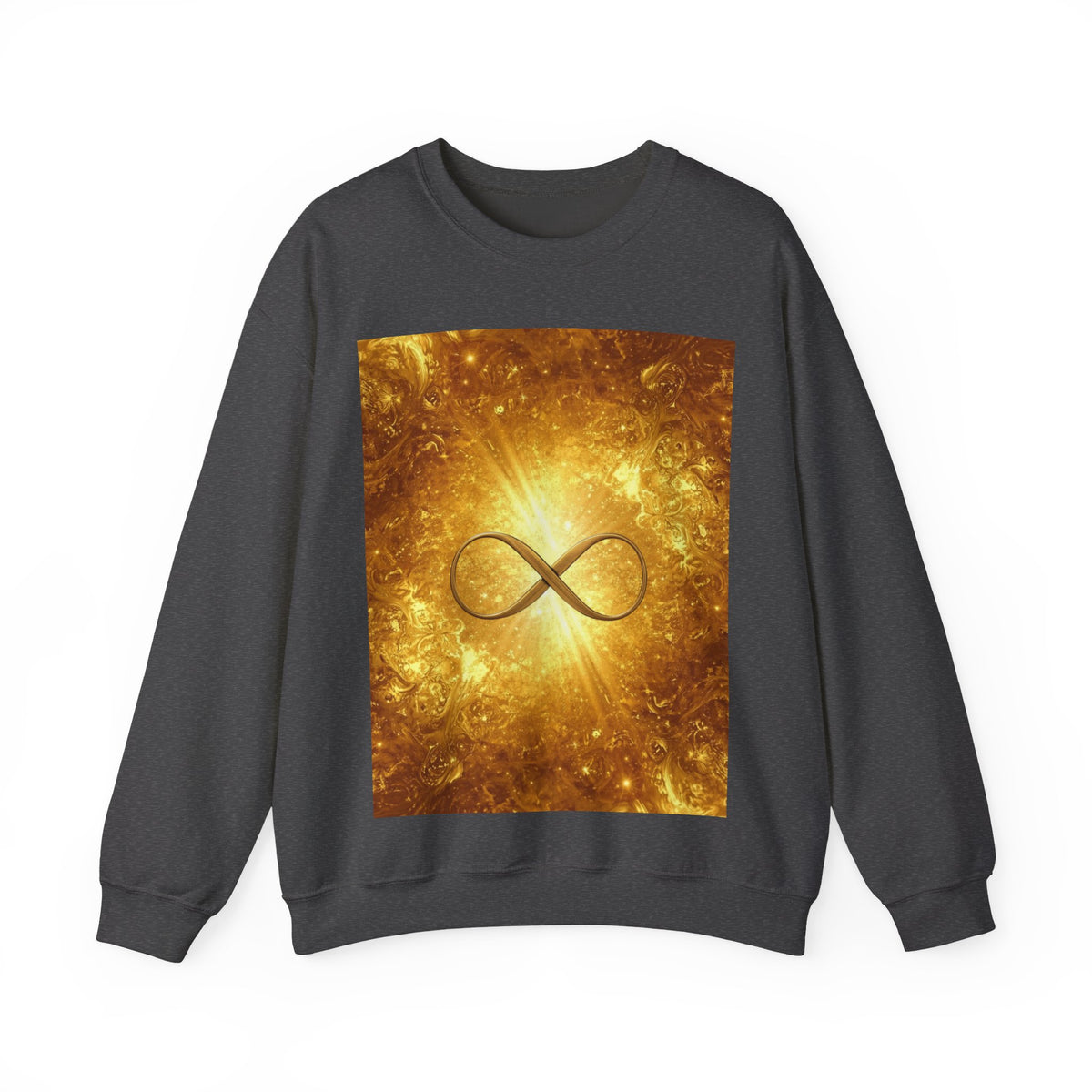 Infinity Symbol Crewneck Sweatshirt — Golden Cosmic Design