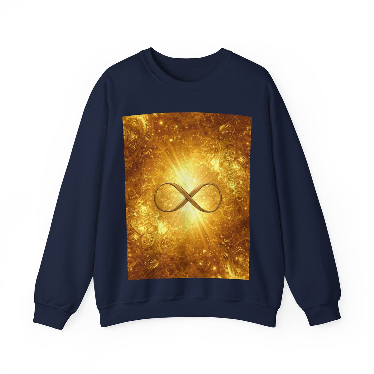 Infinity Symbol Crewneck Sweatshirt — Golden Cosmic Design