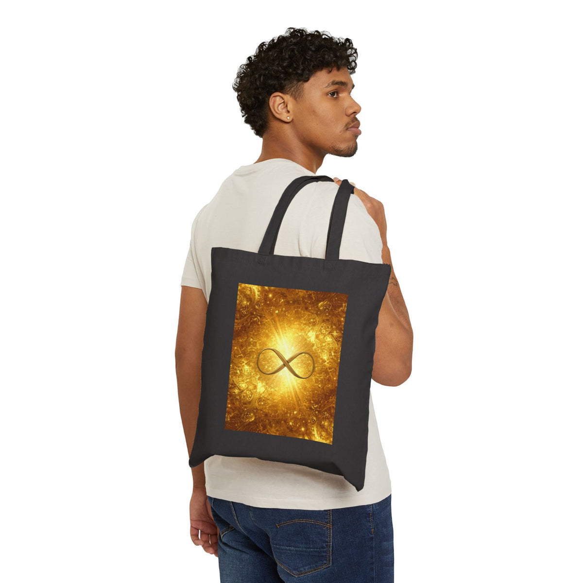 Infinity Symbol Cosmic Canvas Tote — Spiritual Galaxy Cotton Bag