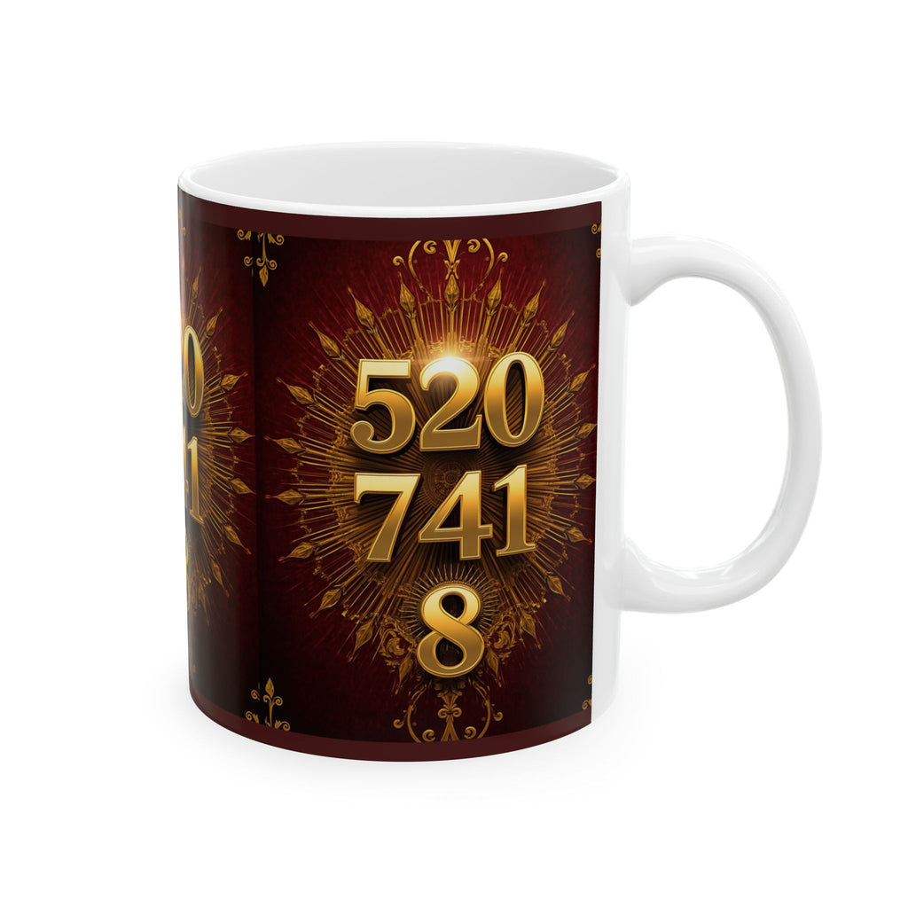 Numerology Coffee Mug - Gold 520 741 8 Spiritual Number Mug (11oz/15oz)