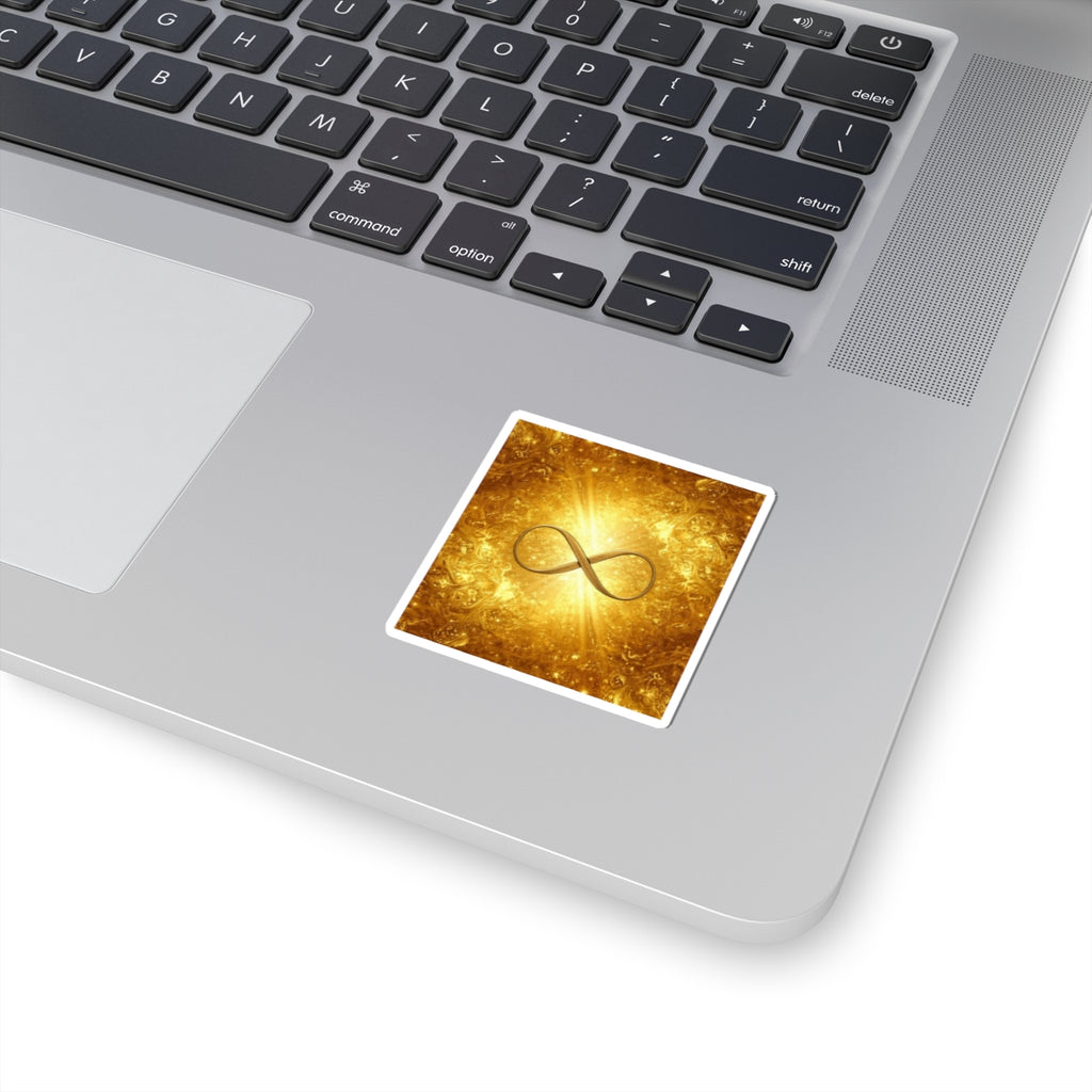 Infinity Symbol Gold Sticker — Shimmering Spiritual & Inspirational Kiss-Cut Decal
