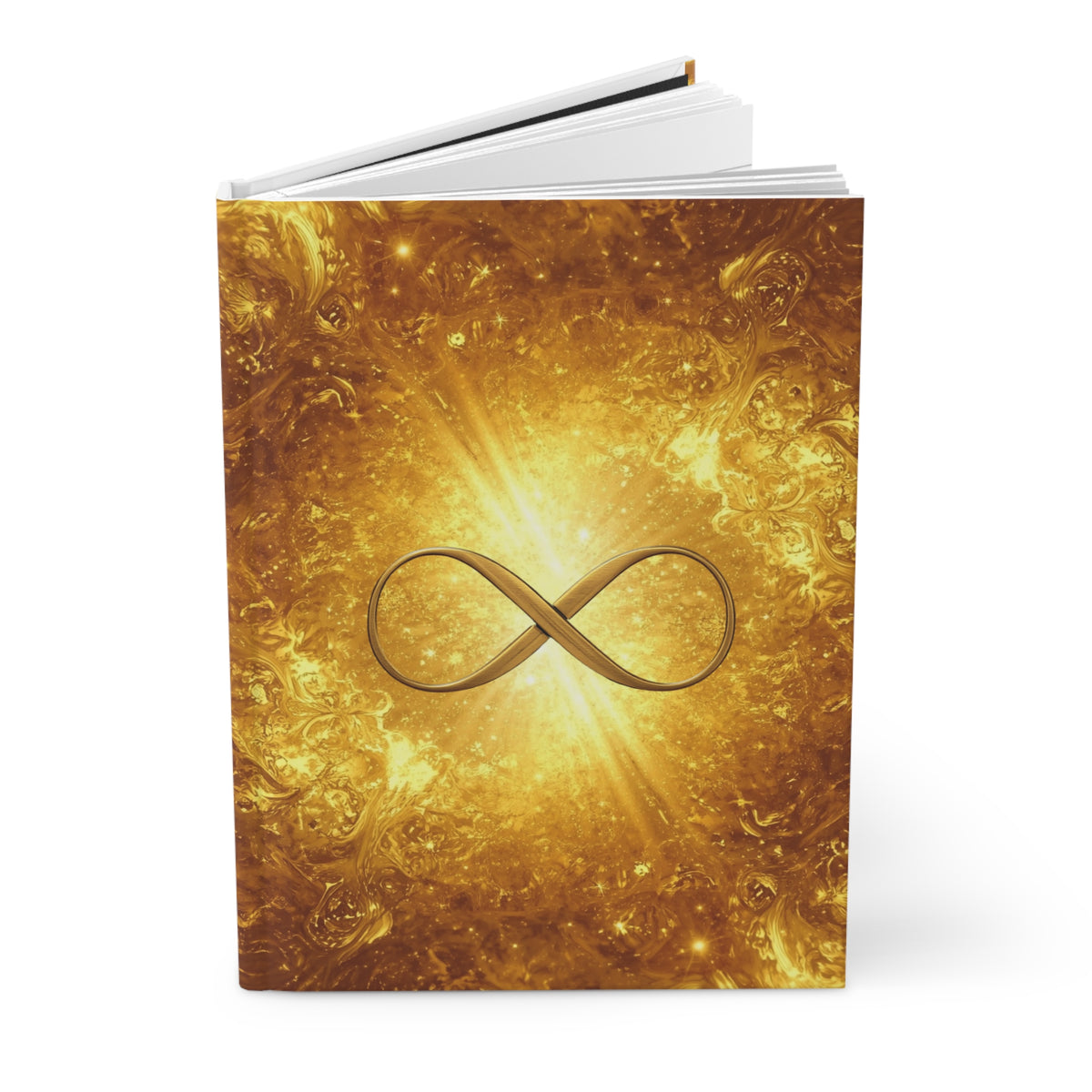 Infinity Symbol Gold Hardcover Journal — Lined Notebook for Spiritual Reflection & Gratitude