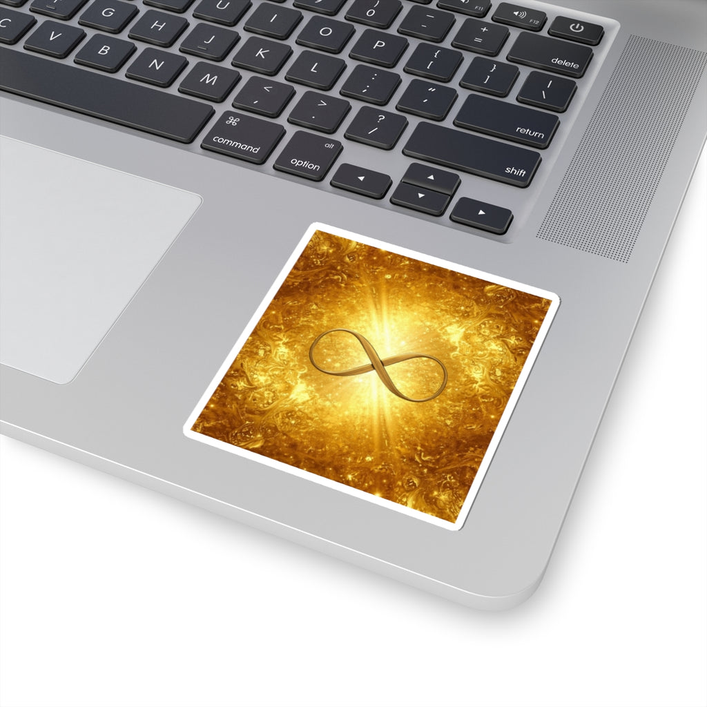 Infinity Symbol Gold Sticker — Shimmering Spiritual & Inspirational Kiss-Cut Decal