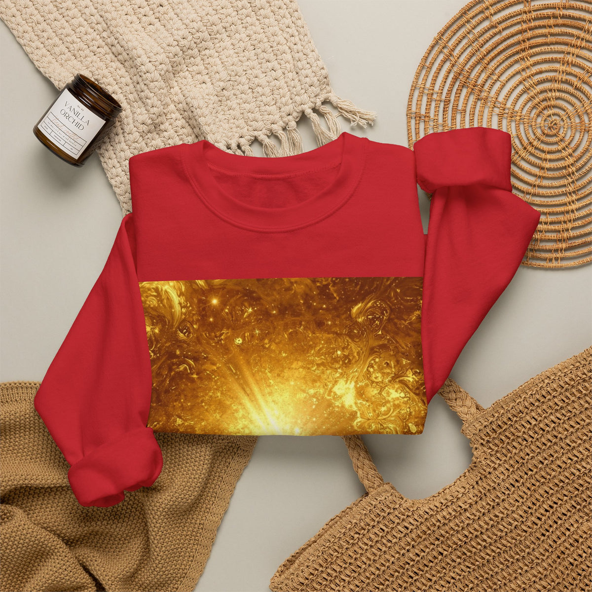Infinity Symbol Crewneck Sweatshirt — Golden Cosmic Design
