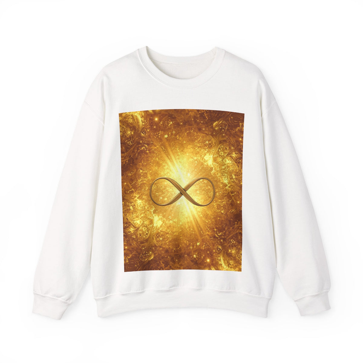 Infinity Symbol Crewneck Sweatshirt — Golden Cosmic Design