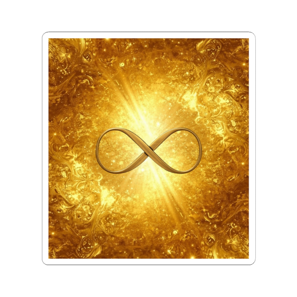 Infinity Symbol Gold Sticker — Shimmering Spiritual & Inspirational Kiss-Cut Decal
