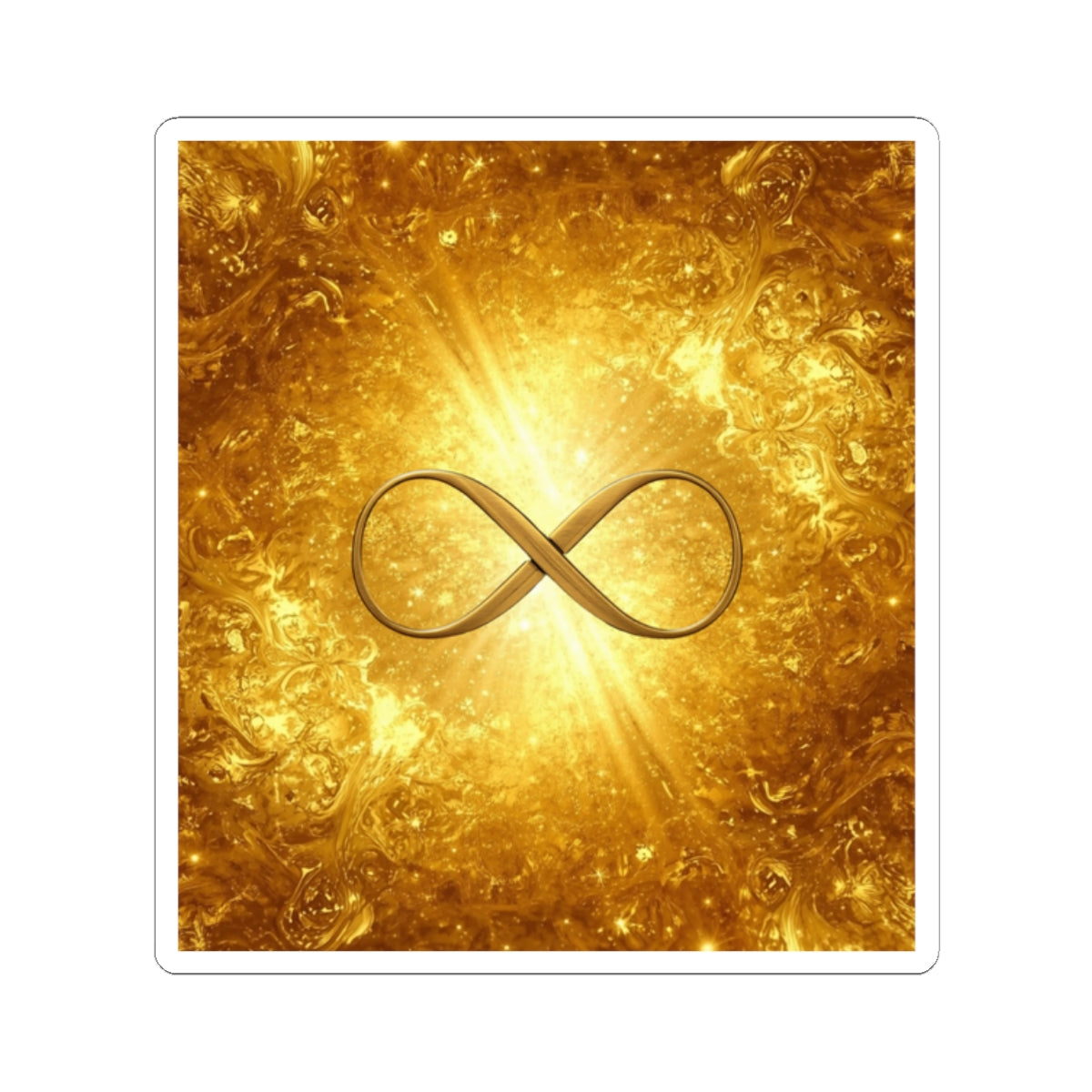 Infinity Symbol Gold Sticker — Shimmering Spiritual & Inspirational Kiss-Cut Decal