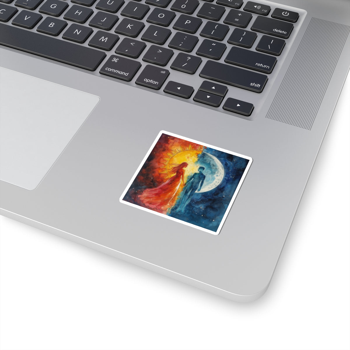 Sun and Moon Couple Kiss-Cut Sticker — Celestial Love Waterproof Decal
