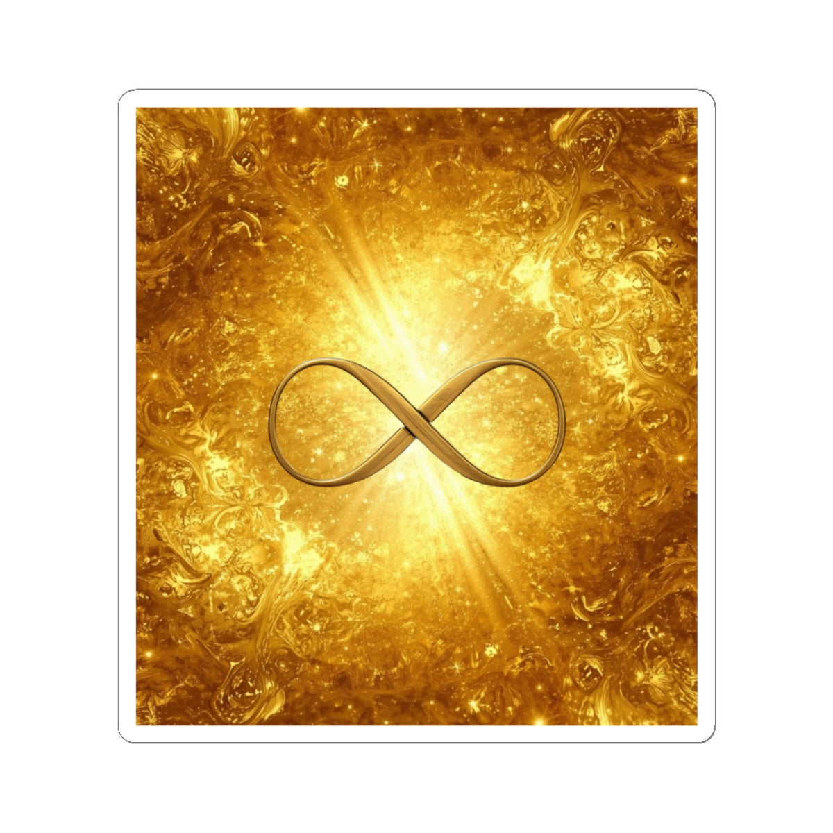 Infinity Symbol Gold Sticker — Shimmering Spiritual & Inspirational Kiss-Cut Decal