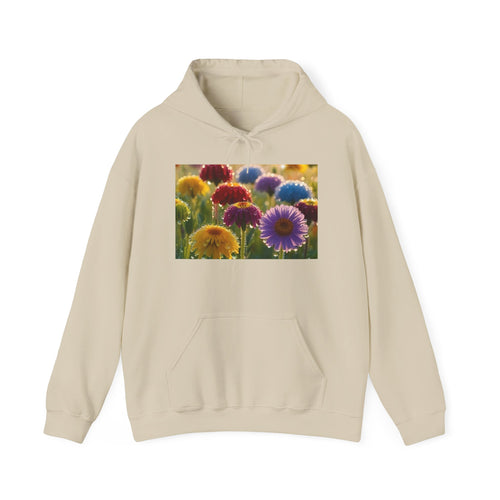 Colorful Paper Daisy Field Hoodie — Vibrant Flower Photo Sweatshirt