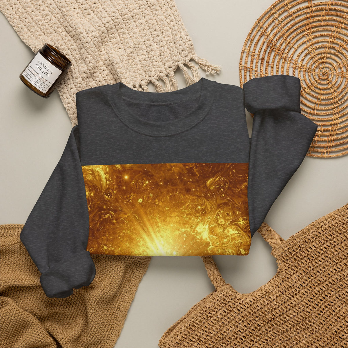 Infinity Symbol Crewneck Sweatshirt — Golden Cosmic Design