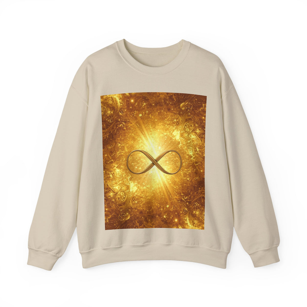 Infinity Symbol Crewneck Sweatshirt — Golden Cosmic Design