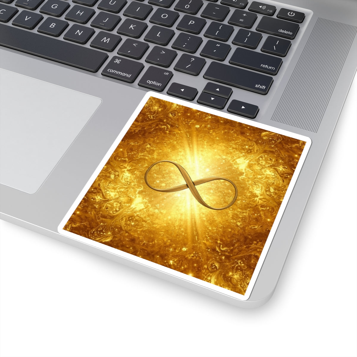 Infinity Symbol Gold Sticker — Shimmering Spiritual & Inspirational Kiss-Cut Decal