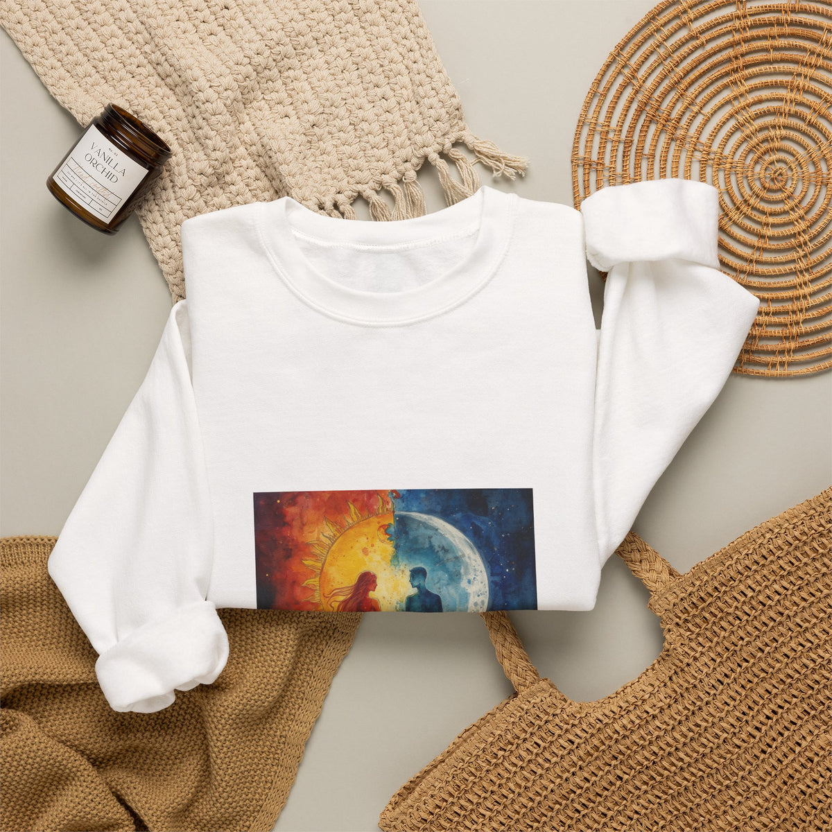 Celestial Sun & Moon Couple Sweatshirt