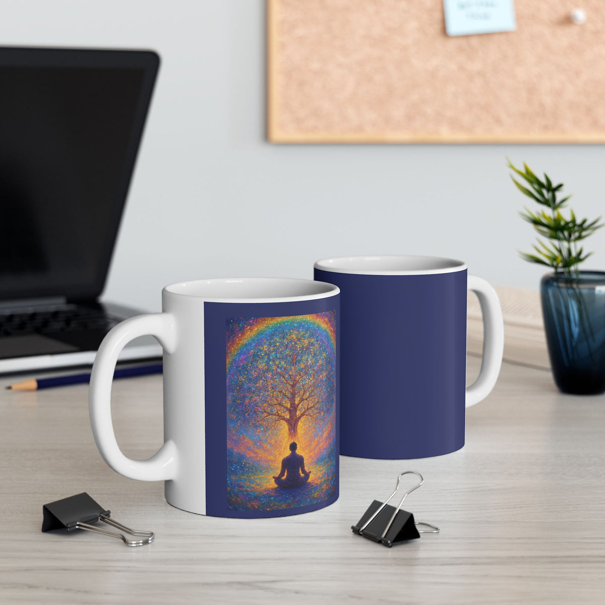 Meditation Tree Ceramic Mug — Mindfulness Yoga Coffee Cup (11oz & 15oz)
