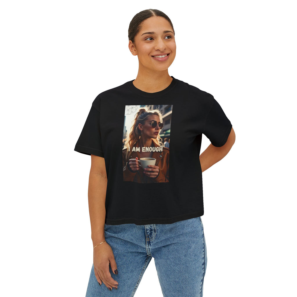 I Am Enough Boxy Tee — Women’s Empowerment Graphic T‑Shirt