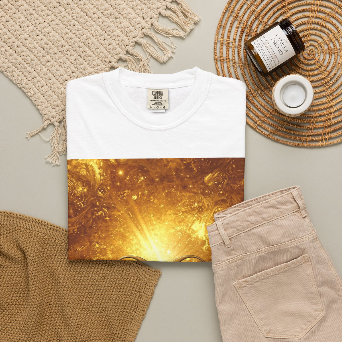 Infinity Symbol T-Shirt — Golden Cosmic Energy Graphic Tee