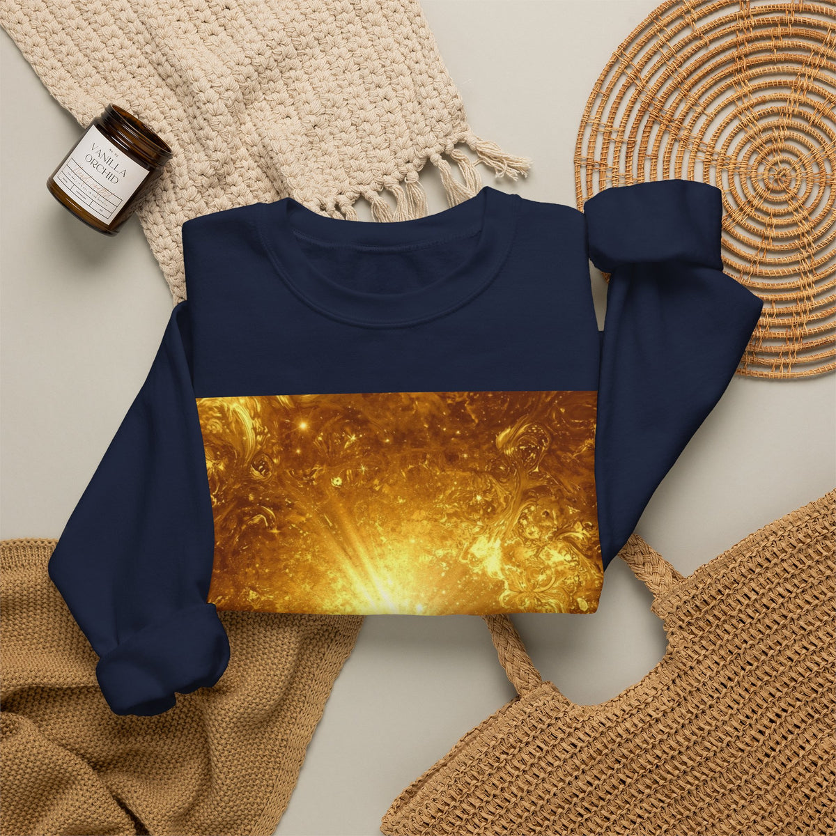 Infinity Symbol Crewneck Sweatshirt — Golden Cosmic Design