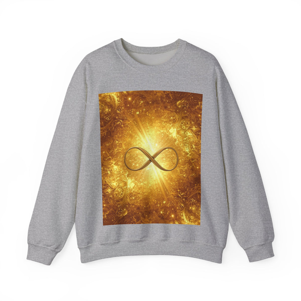 Infinity Symbol Crewneck Sweatshirt — Golden Cosmic Design