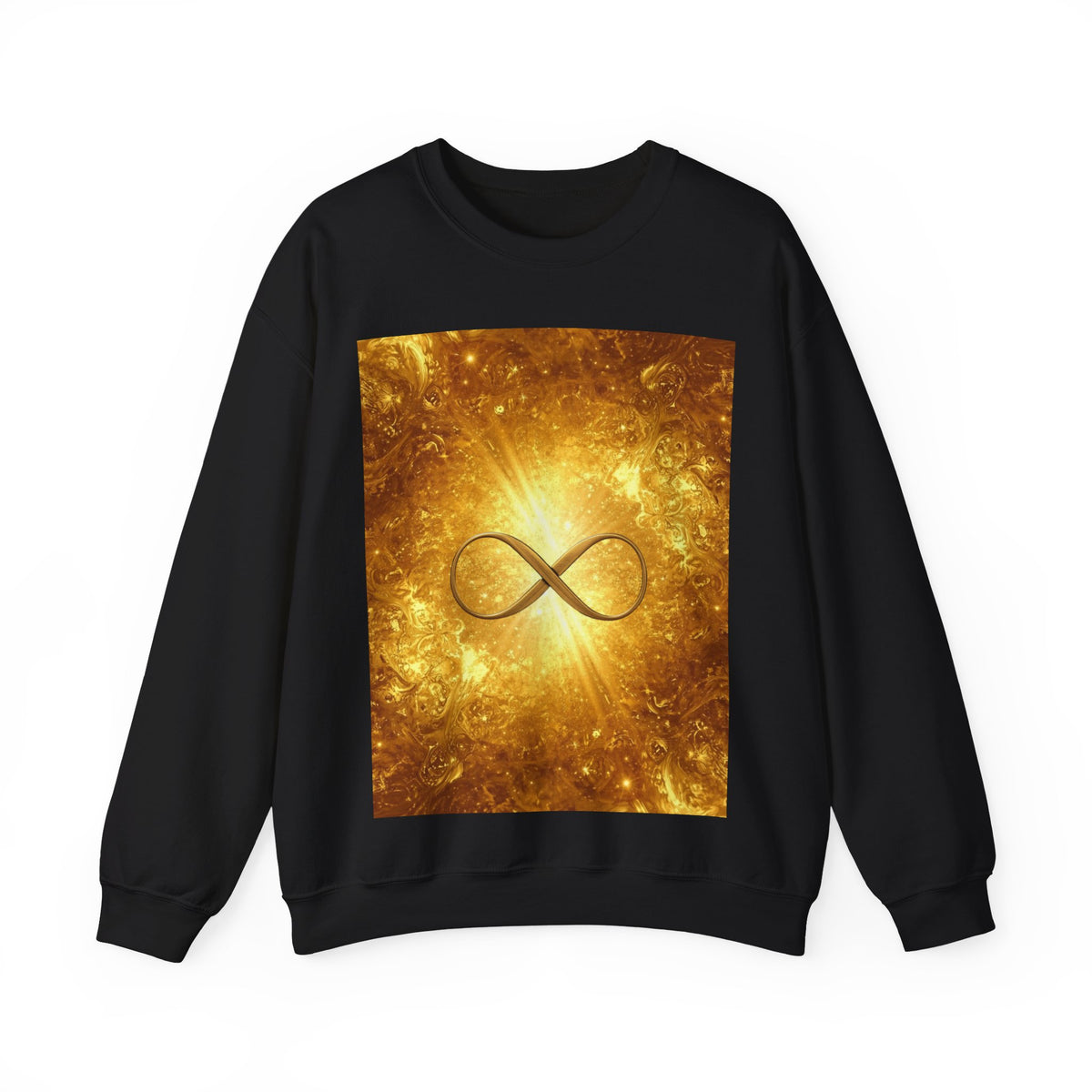 Infinity Symbol Crewneck Sweatshirt — Golden Cosmic Design